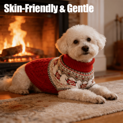 1 pieza Suéter para mascota, ropa de invierno cálida de cuadros rojos tejida para perros pequeños/medianos, con dobladillo elástico acanalado, disfraz cómodo para fiesta de Navidad