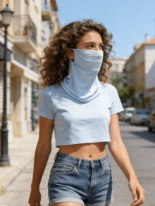 Unisex Summer Cooling Ice Silk Face Mask, Breathable Ventilated, Built-In Neck Guard, Ear Loop Design, Quick Dry, 2-In-1 Face Mask And Neck Gaiter - A - View 3