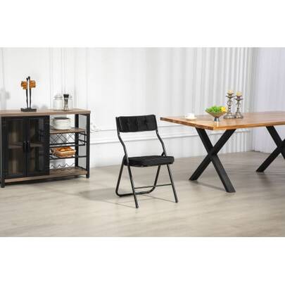 Two-Piece Folding Chair - Foldable Dining Chair With Cushion, Portable And Easy To Assemble, Folding Spare Chair For Guests, Kitchen, Office, Wedding Party And Other Occasions, Black