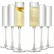 1/2pcs 170ml Crystal Champagne Flutes - Trumpet Shaped, Shatterproof, High-Quality Reusable Toasting Glasses, Add Romantic Charm To Weddings, Anniversaries Or Parties, Suitable For Bridal Showers - View 1