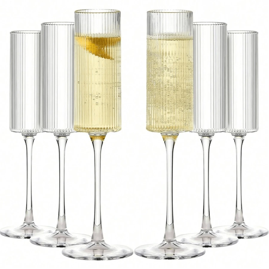 1/2pcs 170ml Crystal Champagne Flutes - Trumpet Shaped, Shatterproof, High-Quality Reusable Toasting Glasses, Add Romantic Charm To Weddings, Anniversaries Or Parties, Suitable For Bridal Showers - View 1