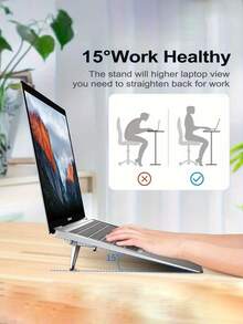 一对270°可旋转铝合金笔记本电脑支架，超迷你散热垫，键盘增高架和便携式桌面支架，笔记本电脑增高架 - 查看 5