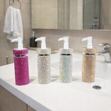 Chai đựng sữa dưỡng thể bằng acrylic đính đá, thiết kế lấp lánh sang trọng, chai mỹ phẩm trong suốt chống rò rỉ, có thể tái sử dụng, nhẹ, thích hợp cho bàn trang điểm/phòng tắm, thiết kế lấp lánh sang trọng dành cho việc đựng mỹ phẩm cao cấp của phụ nữ, sử dụng trong khách sạn và gia đình. - Nhiều màu - Xem 11
