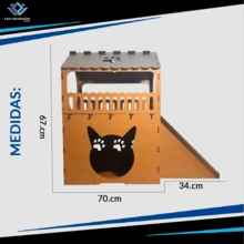Casinha Toca Para Gato Com Arranhador Rampa Casa Premium - Caramelo - Visão 2
