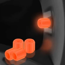 8PCS Luminous Night Rider Tire Valve Stem Caps – Glow In The Dark Wheel Valve Covers For Cars, Bikes & Motorcycles, Waterproof Fluorescent Protective Air Caps For Night Driving Style - Orange - View 1