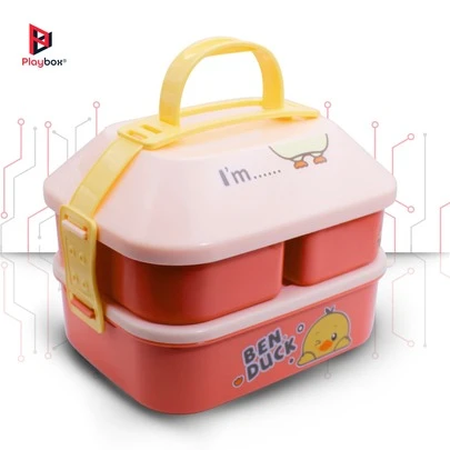 Lonchera Tipo Tóper 3 en 1 con Cubiertos y Asa Transportable Termorresistente YUDA16117