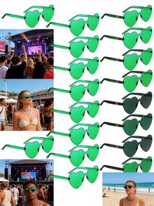 20个透明心形派对眼镜，节日庆典装饰眼镜，男女通用心形连体眼镜，可作拍照道具（颜色随机） - 彩色 - 查看 10
