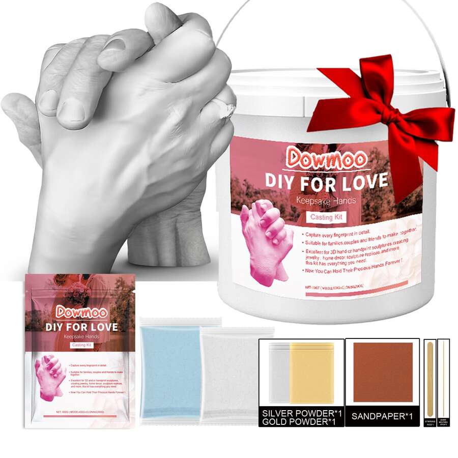 Kit de Molde de Manos – el Kit Original de Moldes de Manos para Parejas – Regalos de San Valentín para Ella y Él - Regalos de Aniversario y Compromiso para Mujeres, Hombres, Mamá, Esposa, Novio, Novia, Boda, Novia