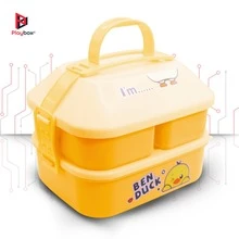 Lonchera Tipo Tóper 3 en 1 con Cubiertos y Asa Transportable Termorresistente YUDA16117 - Amarillo - Ver 11