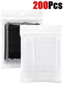 500/400/200/100pcs White, Black, Pink And Purple Soft Micro Brushes, Disposable Micro Brush Heads For Eyelash Extension, Eyelash Glue Cleaning, Eyelash Brush, Eyebrow Brush, Eyeshadow Brush, Spiral Brush, Mascara Brush - Multicolor - View 14