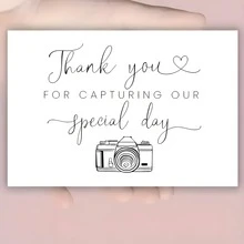 1 PC Thank You Card - "Thank You For Capturing Our Special Day" Elegant Cursive With Camera Illustration - Wedding, Engagement, Bride. Anniversary Thank You Card - High-Quality Photo Appreciation Card, Wedding Stationery, Elegant Font Design, Premium Paper, Engagement Stationery, Exquisite Stationery, Event Planner. - One Size Fits All - View 4