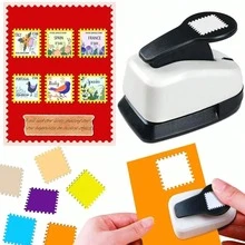 1.5英寸(38毫米)印章形镂空冲孔切割工具,时尚印章形镂空方形图案,适用于纸艺DIY、卡片制作、剪贴簿、学生使用 - 1.5 inch 38mm Stamp Puncher - 查看 2