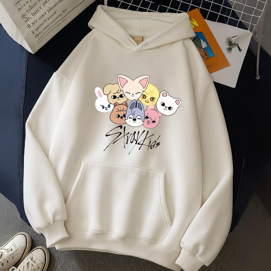 Kpop Skzoo Music Mascot Stylish Sweatshirt 100% Cotton - trắng - Xem 1