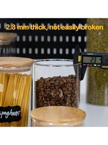 TUMATICLY 3/6PCS Glass Food Storage Jars With Lids, 66OZ/1400ML Large Capacity, Perfect For Storing Pasta, Cookies, Nuts, Coffee, Cereal, Flour, Etc. Use These Glass Jars To Organize Your Kitchen And Pantry. - 查看 5