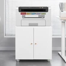 Metal Printer Stand With Storage, Mobile Printer Table For Small Spaces With Adjustable Shelf, Filing Cabinet On Wheels For Home Office (White) - 白色 - 查看 8