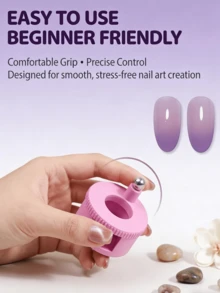 2026 Nuevo Imán de uñas de ojo de gato giratorio 360°, bolas de vidrio automáticas, adecuado para principiantes, fácil de crear efecto brillante de ojo de gato (1 set - rosa) - Herramientas para uñas - Ver 3