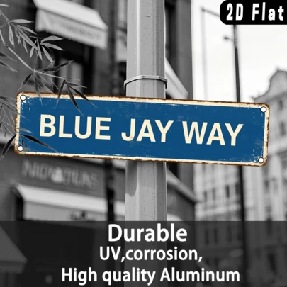 2D Flat, 1pc Vintage Blue Bird Road Sign - Rustic Wall Decor, Suitable For Cafe, Bar, Home - Indoor/Outdoor Use, 2D Flat High Definition Printing, No Electricity Needed, English Text, Outdoor Sign Art, Outdoor Decor, Bar Decor, Classic Design, Weather-Resistant Art, 2D Flat