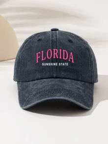 1pc Fashionable Casual Versatile Washed Baseball Cap With "FLORIDA SUNSHINE STATE" Printed Pattern, High-Quality All-Season Gift For Family And Friends - Baseball Cap - View 6