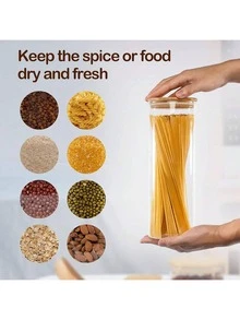 TUMATICLY 3/6PCS Glass Food Storage Jars With Lids, 66OZ/1400ML Large Capacity, Perfect For Storing Pasta, Cookies, Nuts, Coffee, Cereal, Flour, Etc. Use These Glass Jars To Organize Your Kitchen And Pantry. - 查看 2