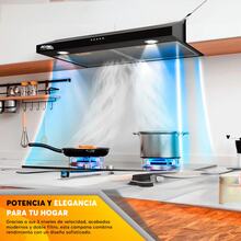 Campana Para Cocina Extractora 60 cm Acero Inoxidable con 3 Velocidades y Luz LED - Tipo de Enchufe A USA (110-127V) - Ver 1