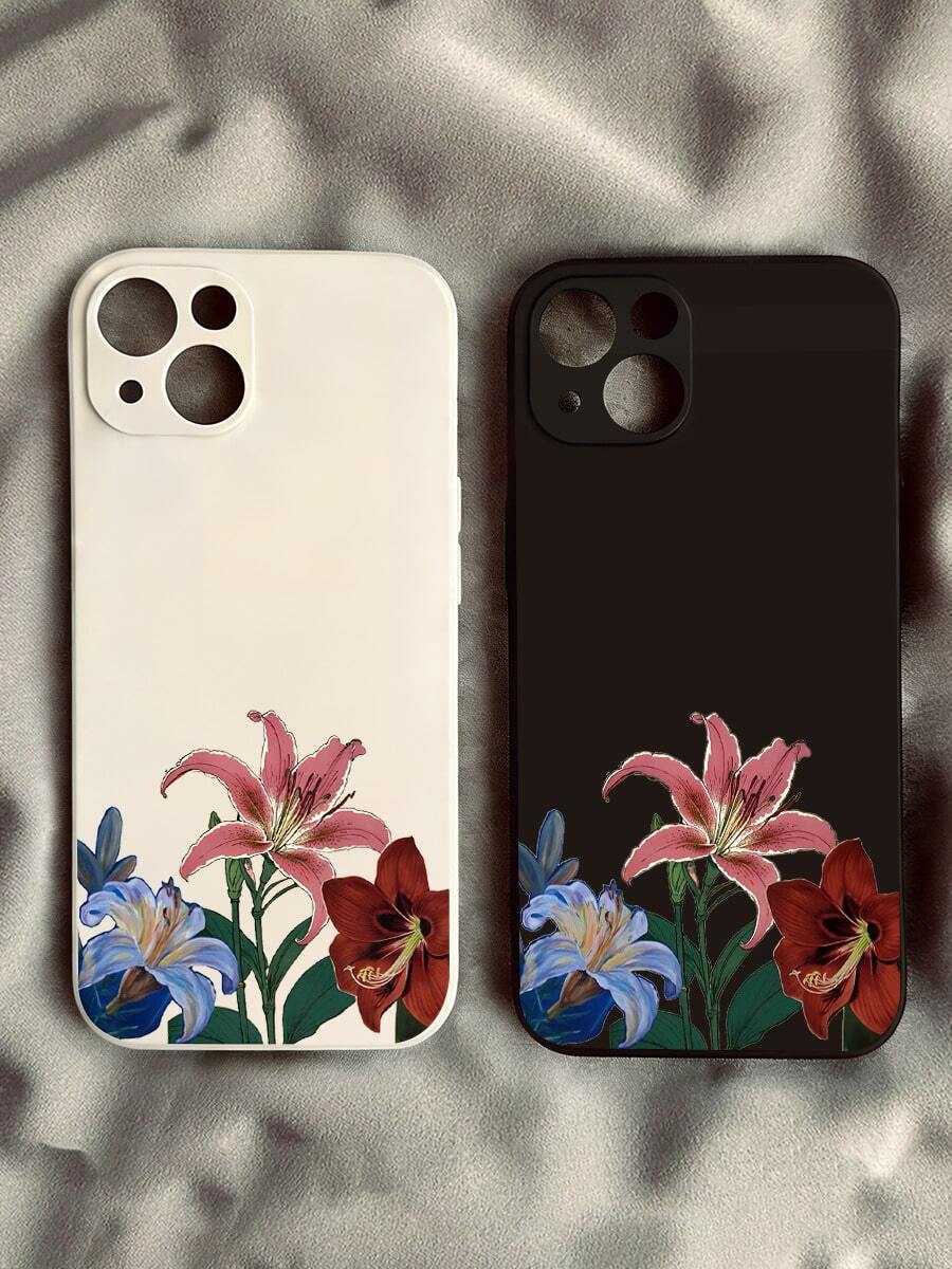 Retro Floral Patterned Soft Silicone Phone Case Features Raised Lens Protection And Is Compatible With IPhone 17/17 Pro Max/17 Air/16/15/14/13/12/11/X/XS/XR/. And  S21/S22/S23/S24/S25/A03/A04/A05/A06/A14/A15/A16/A35 It's An Ideal Gift For Christmas And Valentine's Day, Perfect For Boyfriends, Girlfriends, And Family. - White - View 1