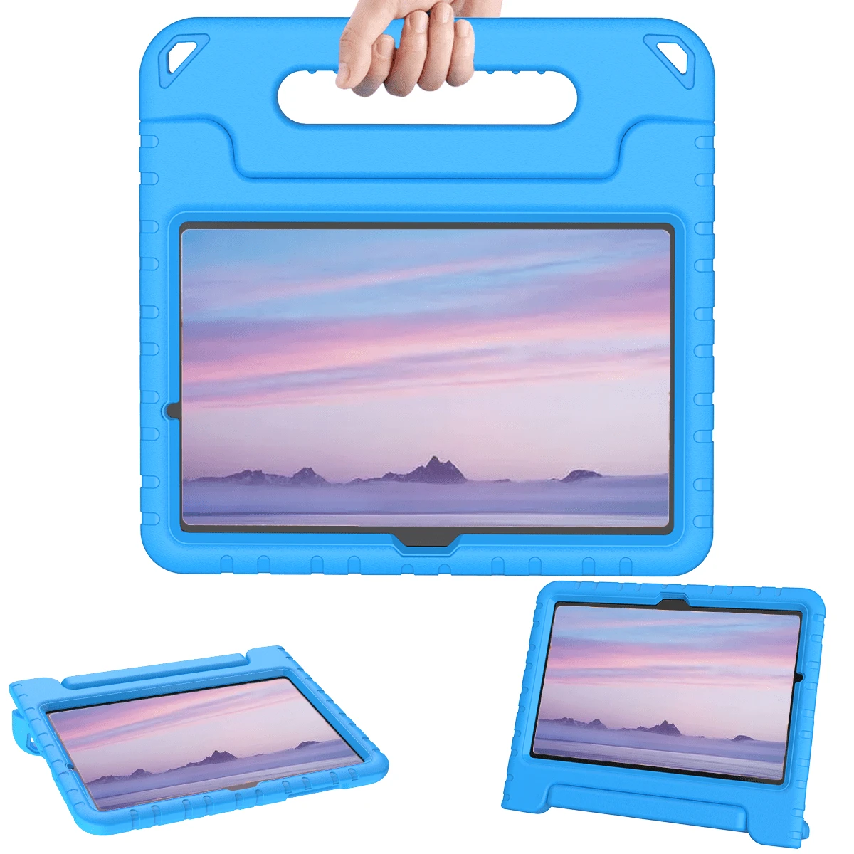 High-Quality Tablet PC Case With Stand, Built-In Screen Protector, Lightweight Handgrip Shell - Blue - View 1