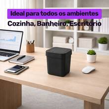4L Trash Can With Easy-Open Click Lid For Sink, Kitchen, Office, Bathroom - Small, Compact, Colorful, Multipurpose - 黑色 - 查看 4
