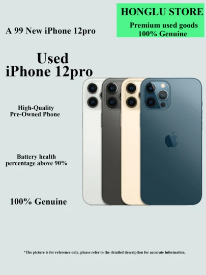  iPhone 12 Pro de Apple usado, iPhone de Apple de alta calidad reacondicionado - listo para jugar, Dual SIM 4G, condición 99% nueva, pantalla original y batería de alto rendimiento (≥90%)