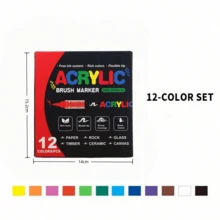 36 - Color/24 - Color/12 - Color Juegos de Marcadores de Punta Suave de Acrílico: Bolígrafos de Color y Resaltadores. Con una paleta de colores ricos y sin problemas de sangrado de tinta, estos marcadores son perfectos para grafiti, pintura y marcado diario. Como artículos de papelería esenciales, son adecuados para estudiantes hombres y mujeres, maestros de escuela y trabajadores de oficina. Un imprescindible para la temporada de regreso a clases. - Multicolor - Ver 15