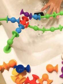 11件套儿童吸盘积木玩具，软橡胶积木，早教儿童益智吸盘积木 - 彩色 - 查看 2
