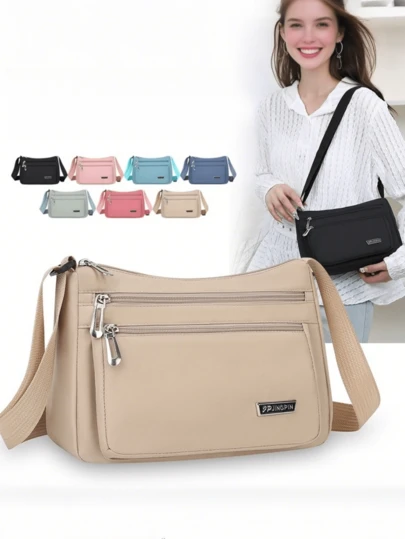 2025 Summer Women's Casual Lightweight Shoulder Crossbody Bag, Fashion Multi-Layer Design Waist Bag, Zipper Closure, Adjustable Strap, Urban Style, Middle-Aged & Elderly Commuter Bag, Fashionable Elderly Bag