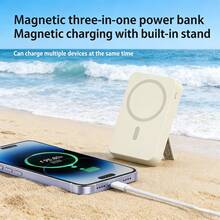 Fast Charging Magnetic Wireless Power Bank With Built-In USB-C Cables And Foldable Stand 10000mAh High-Speed Portable Power Bank Compatible With IPhone17/16/15/14/13 All Android Devices Ultra-Compact Lightweight Design Perfect Holiday Birthday Gift Valentine's Day Gift For Family And Friends Cable Compatibility - Blue - View 5