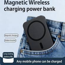 Fast Charging Magnetic Wireless Power Bank With Built-In USB-C Cables And Foldable Stand 10000mAh High-Speed Portable Power Bank Compatible With IPhone17/16/15/14/13 All Android Devices Ultra-Compact Lightweight Design Perfect Holiday Birthday Gift Valentine's Day Gift For Family And Friends Cable Compatibility - Blue - View 3