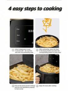 LEVIATECH 4,2 L Freidora de aire inteligente de gran capacidad, con pantalla táctil LED multifunción, apta para freír, hornear, asar pollo y cocinar en microondas - Ver 10