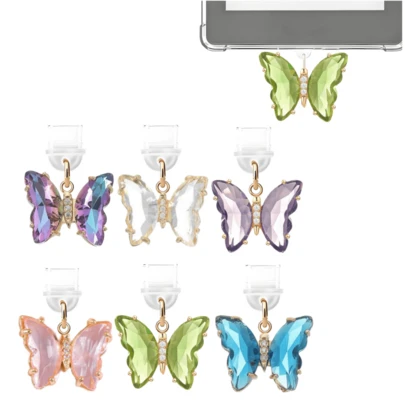 Colorful Butterfly Dust Plug Pendant, Cute Type-C USB-C Charging Port Decor, Suitable For Type-C USB-C Charging Interface