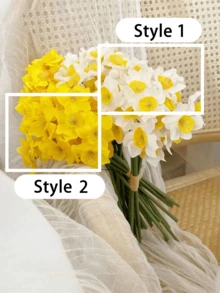 人造水仙花，黄色水仙花束，手工制作，适用于婚礼花艺布置、家居桌面装饰、摄影道具，可用于婚礼装饰、家居装饰、人造花卉摆设等。人造花束易于造型，营造温馨氛围。 - 彩色 - 查看 4