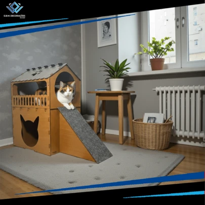 Casinha Toca Para Gato Com Arranhador Rampa Casa Premium