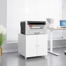 Metal Printer Stand With Storage, Mobile Printer Table For Small Spaces With Adjustable Shelf, Filing Cabinet On Wheels For Home Office (White) - 白色 - 查看 5