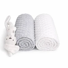 Kit Of 2 Baby Blankets, Simple And Soft, Made Of Popcorn. - Trắng và Xám - Xem 1
