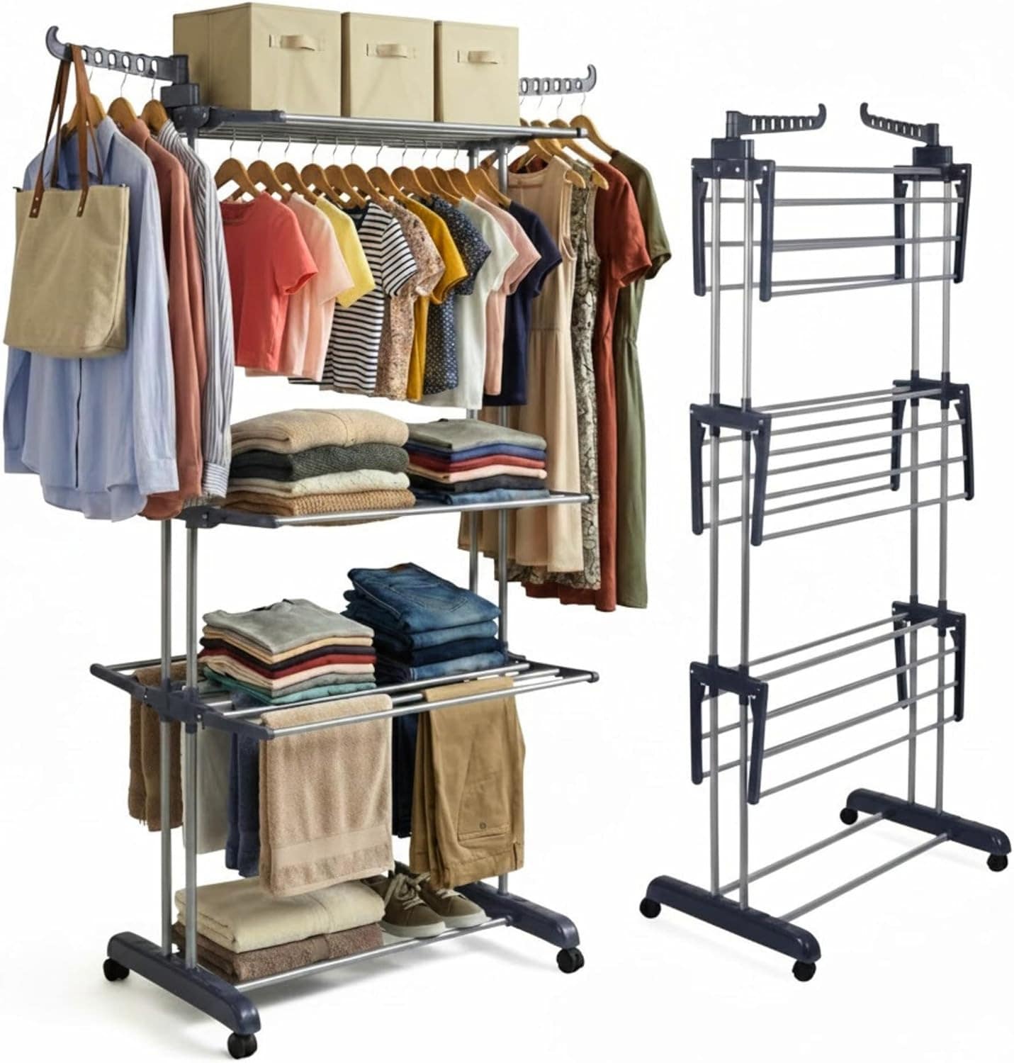 Clothes Airer Clothes Drying Rack 4-Tier Foldable Heavy Duty Laundry Washing Dry Hanging Hanger