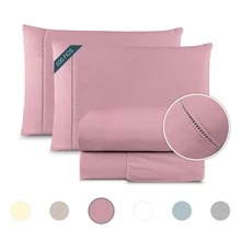 Queen Size Bedding Set, 600 Thread Count Egyptian Cotton, 4-Piece Fitted Sheet Set With Elastic And Hemstitch, 100% Soft Premium - 乾枯玫瑰色 - 查看 7