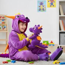 nerd hunters Kids Cozy Dragon Hooded Kigurumi Pajama Suit - Purple - View 5