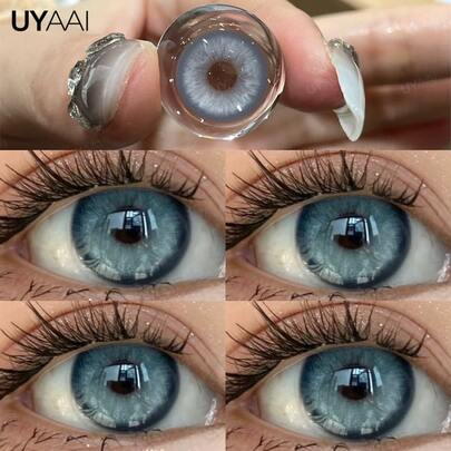 UYAAI 1 par de lentes de color, 14.2mm marrón, desechables de 1 año, con 42% de contenido de agua, adecuados para maquillaje diario, citas, Año Nuevo y bailes de graduación