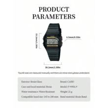 Casio 卡西欧男女通用电子表 - 防水表带，带日历、闹钟、计时功能，复古方形表盘，橡胶材质，运动时尚，适合日常佩戴，是新年、圣诞节或节日礼物的理想之选。 - 黃色 黑色 - 查看 5