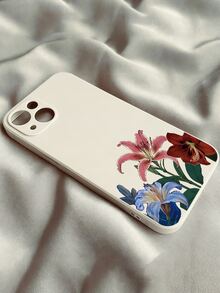 Retro Floral Patterned Soft Silicone Phone Case Features Raised Lens Protection And Is Compatible With IPhone 17/17 Pro Max/17 Air/16/15/14/13/12/11/X/XS/XR/. And  S21/S22/S23/S24/S25/A03/A04/A05/A06/A14/A15/A16/A35 It's An Ideal Gift For Christmas And Valentine's Day, Perfect For Boyfriends, Girlfriends, And Family. - White - View 3