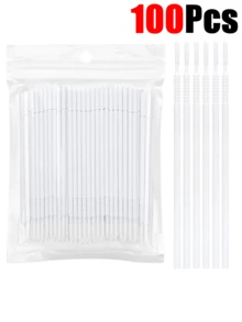 500/400/200/100pcs White, Black, Pink And Purple Soft Micro Brushes, Disposable Micro Brush Heads For Eyelash Extension, Eyelash Glue Cleaning, Eyelash Brush, Eyebrow Brush, Eyeshadow Brush, Spiral Brush, Mascara Brush - Multicolor - View 6