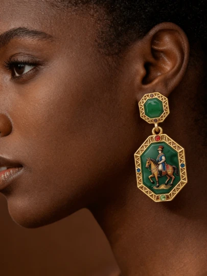 1 Pair New French Design Knight Riding Horse Pendant Earrings, Suitable As Valentine's Day Or Mother's Day Gift For Women