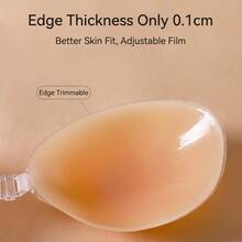 1 Pair Of Silicone Bras, Bra, Strapless Silicone Bra, Women's Silicone Gathered Chest Patch, Popular Style,Wedding Bra, Nipple Patch, Breathable Waterproof Bra - 杏色 - 查看 7