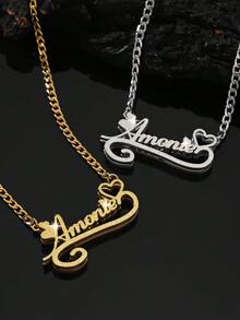 1 chiếc dây chuyền mặt dây chuyền khắc tên bằng thép không gỉ mạ vàng 18K, mặt dây chuyền chữ 3D hai lớp, kèm hộp quà sang trọng, thích hợp làm quà tặng Ngày Valentine, các ngày lễ, Giáng sinh, sinh nhật. - Mờ - Hai lớp - Xem 4