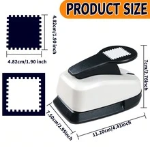 2-Inch/50mm Square Stamp Punch Cutter Tool, Fashionable Stamp Floral Square Pattern, Portable For Paper Crafts, Cards, Scrapbooking, Students - 2-inch 50mm Stamp Puncher - View 3